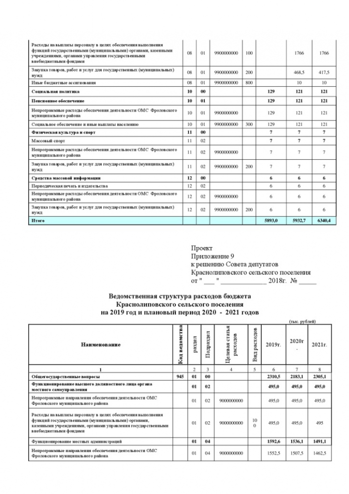 О проекте бюджета Краснолиповского  сельского поселения Фроловского  муниципального района на 2019 год и на плановый период 2020 и 2021 годов